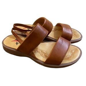 PIKOLINOS Brown Leather Dual-Strap Slingback Sandals